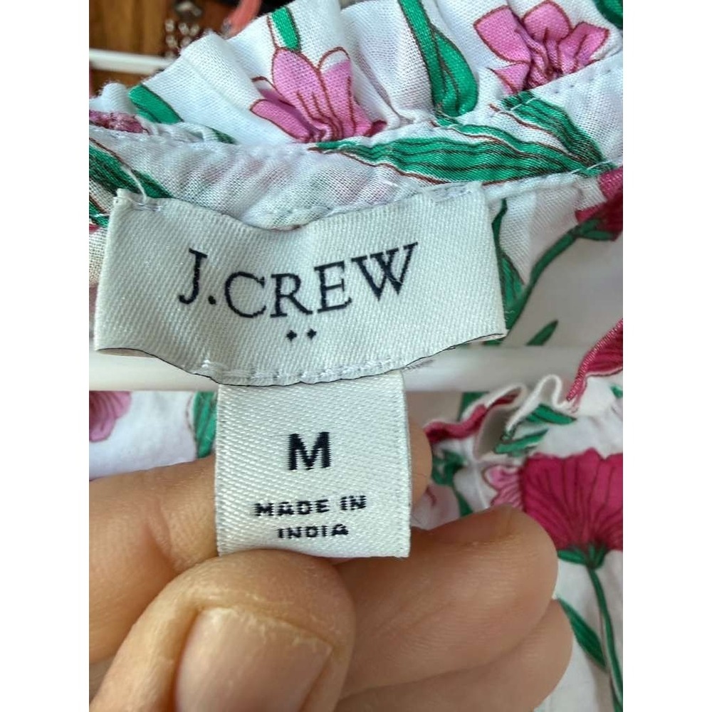 J.Crew Womens Floral Cotton Top M Romantic Feminine Ruffle Cottage Garden - Picture 7 of 7